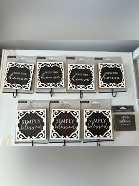 Christian House Warming Wooden Wall Hooks Bundle of 7 + WiFi Password Magnet